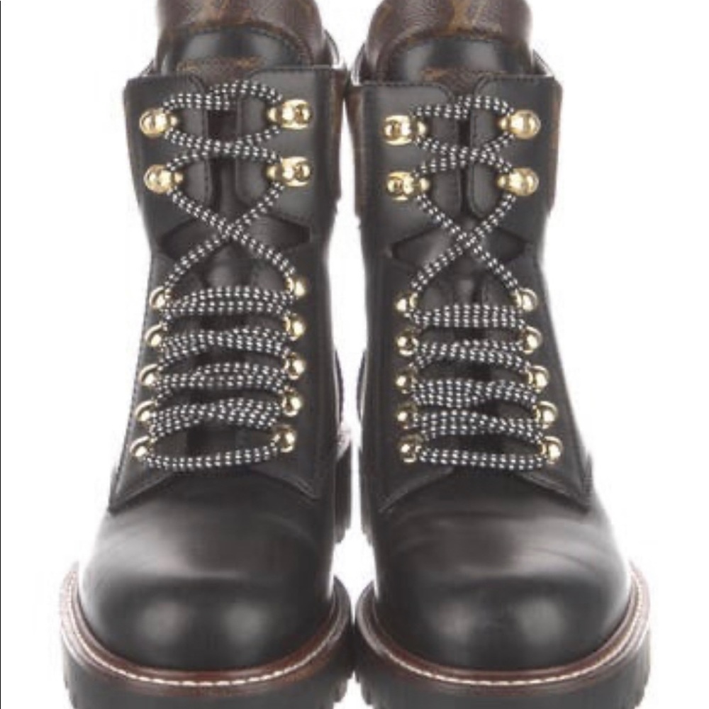 AUTHENTIC Louis Vuitton Graphic Print Combat Boots - Size 7.5 - Picture 4 of 10